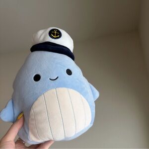 NWT Squishmallows Samir Whale Captain Plush Blue Nautical Stuffed Animal